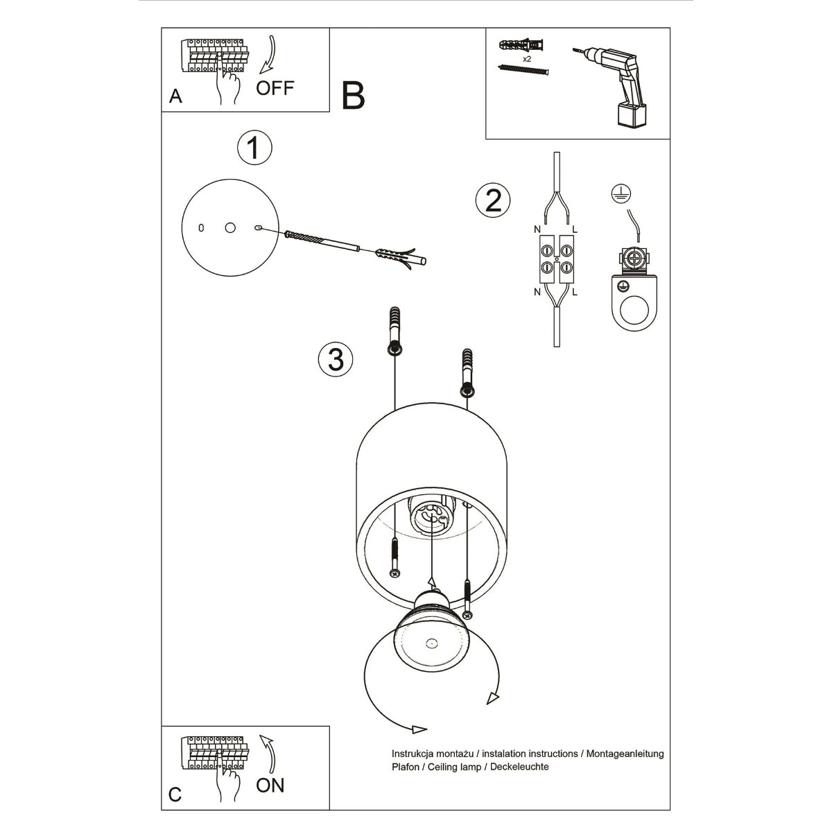 Orbis Gray Ceiling/Wall Lamp - Cylindrical - GU10 LED - Aluminum