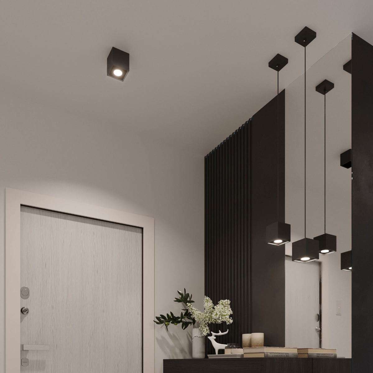 Quad Black Ceiling/Wall Lamp - Modern Cylindrical Design - LED - Aluminum