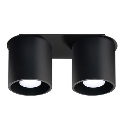 Orbis Black Ceiling/Wall Lamp - Dual Cylindrical Shades - Aluminum - Modern Design