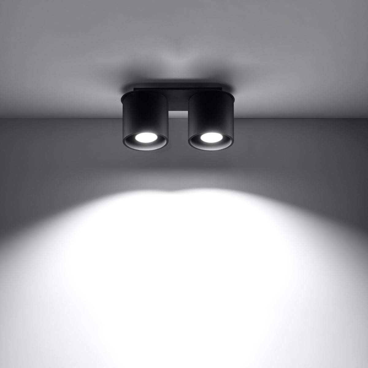 Orbis Black Ceiling/Wall Lamp - Dual Cylindrical Shades - Aluminum - Modern Design