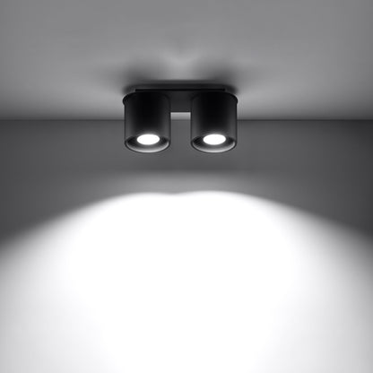 Orbis Black Ceiling/Wall Lamp - Dual Cylindrical Shades - Aluminum - Modern Design