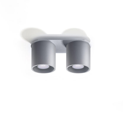 Orbis Gray Ceiling/Wall Lamp - Dual Cylindrical Shades - Aluminum - Modern Design