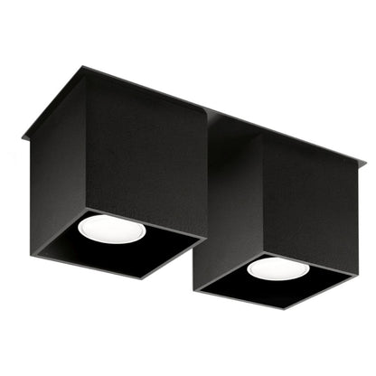 Quad Black Wall Lamp - Dual GU10 Lights - Modern Aluminum Design - 26x11x12 cm