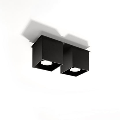 Quad Black Wall Lamp - Dual GU10 Lights - Modern Aluminum Design - 26x11x12 cm