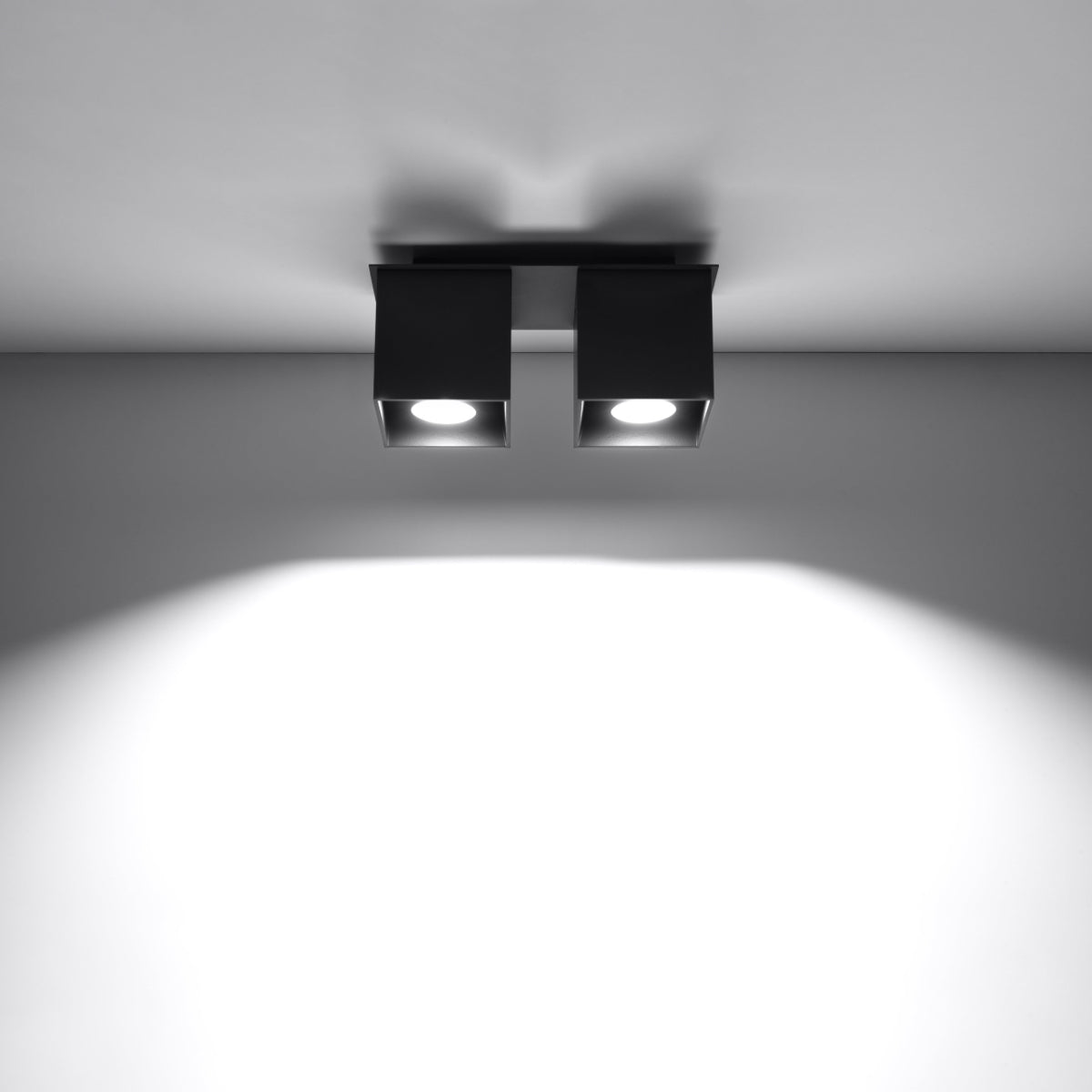 Quad Black Wall Lamp - Dual GU10 Lights - Modern Aluminum Design - 26x11x12 cm