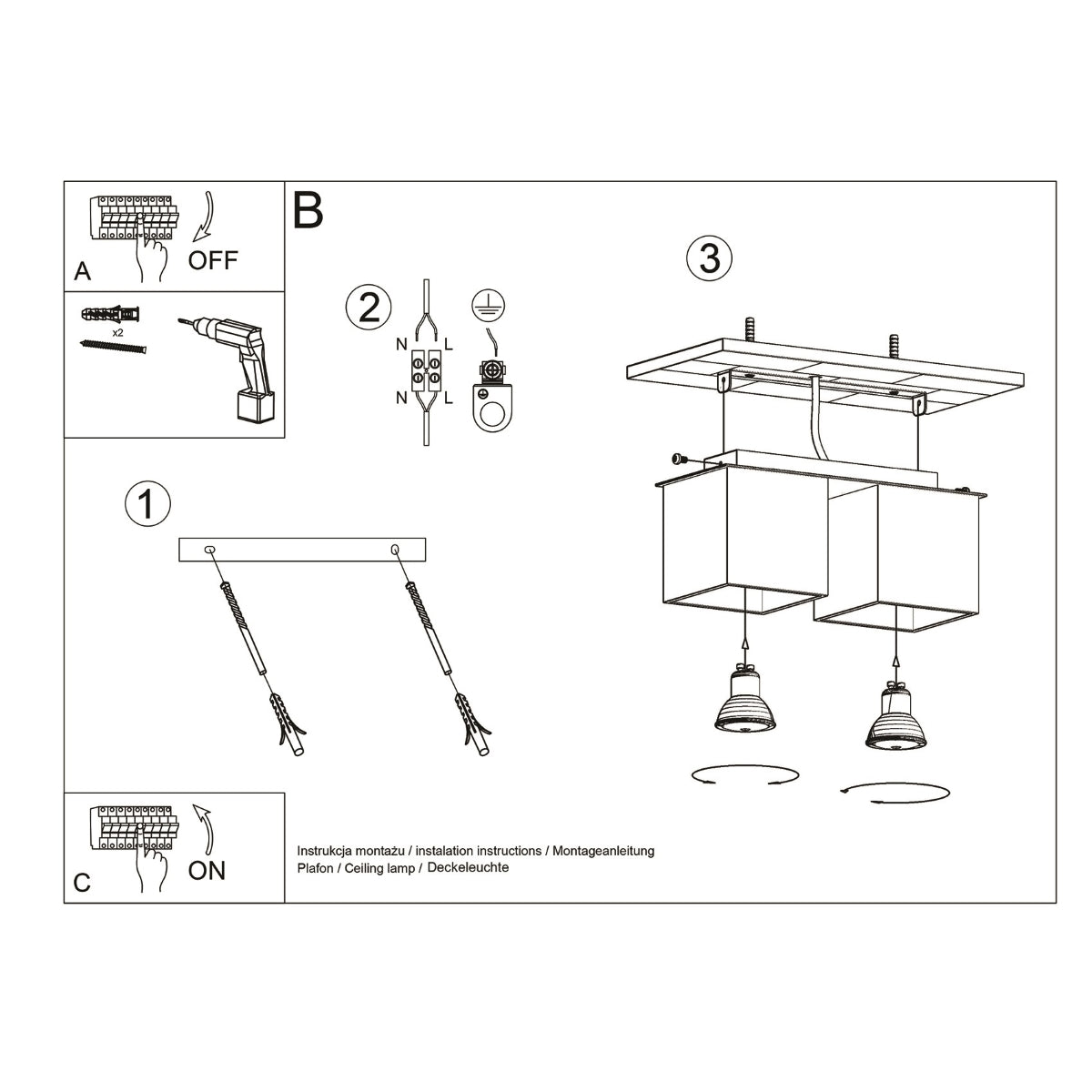 Quad Grey Wall Lamp - Dual GU10 Lights, Modern Aluminum Design, 26x11x12 cm