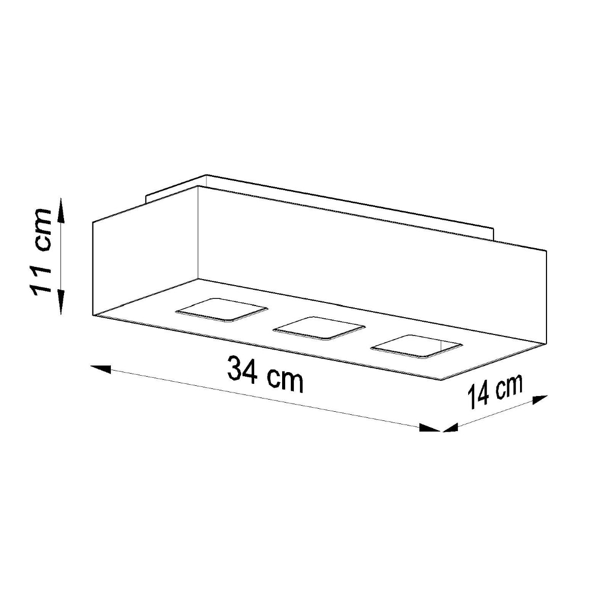 Mono Ceiling Lamp - GU10 Triple Light, Steel, White/Black, 34x14x11 cm