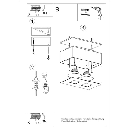 Mono Double Ceiling Lamp - GU10 - Steel - White/Black - 24x14x11 cm