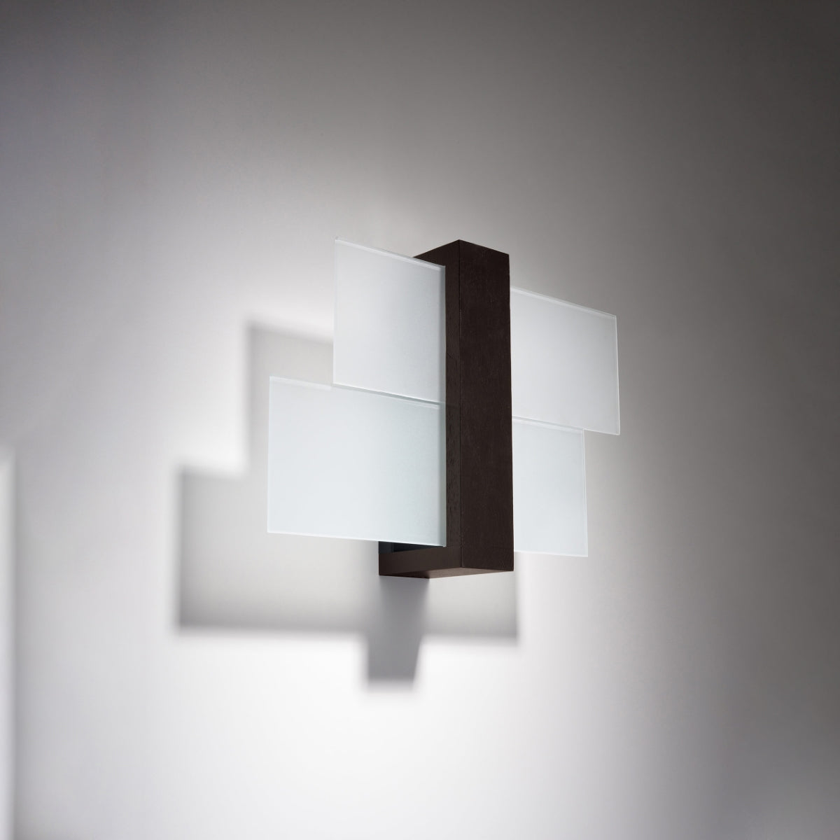 Feniks Modern Wall Lamp - E27 - Wood & Glass - Wenge - 43x12x30 cm