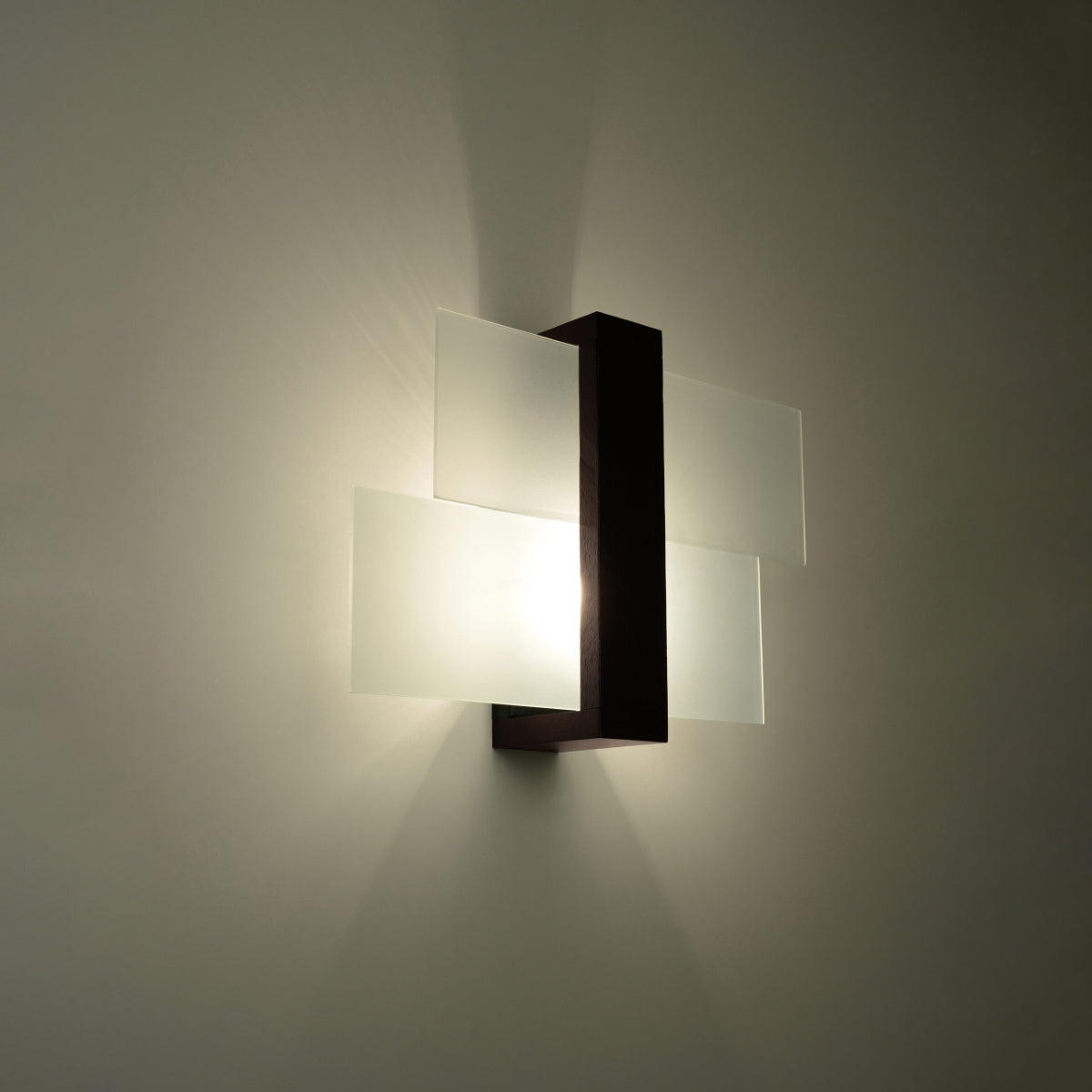 Feniks Modern Wall Lamp - E27 - Wood & Glass - Wenge - 43x12x30 cm