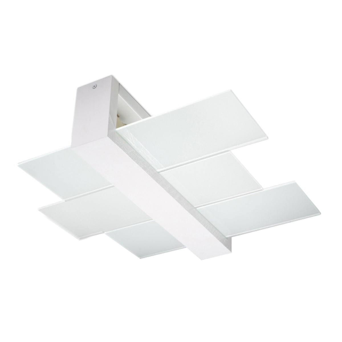 Feniks Modern Ceiling Lamp - E27 - Wood & Glass - White - 43x43x12 cm