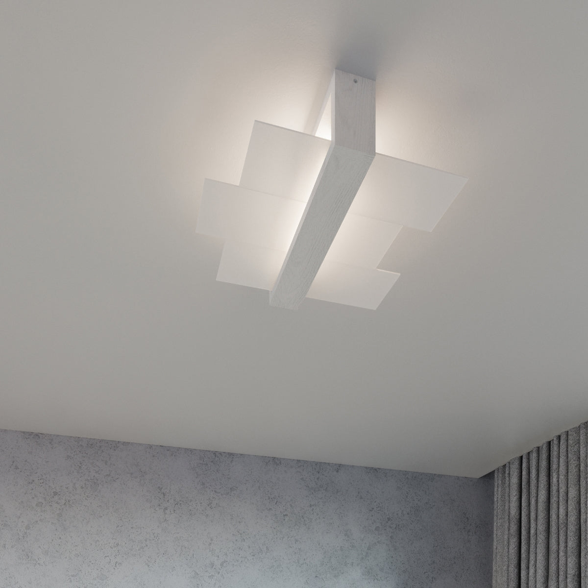 Feniks Modern Wall Lamp - E27 - Wood & Glass - White - 43x12x30 cm