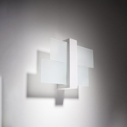 Feniks Modern Wall Lamp - E27 - Wood & Glass - White - 43x12x30 cm