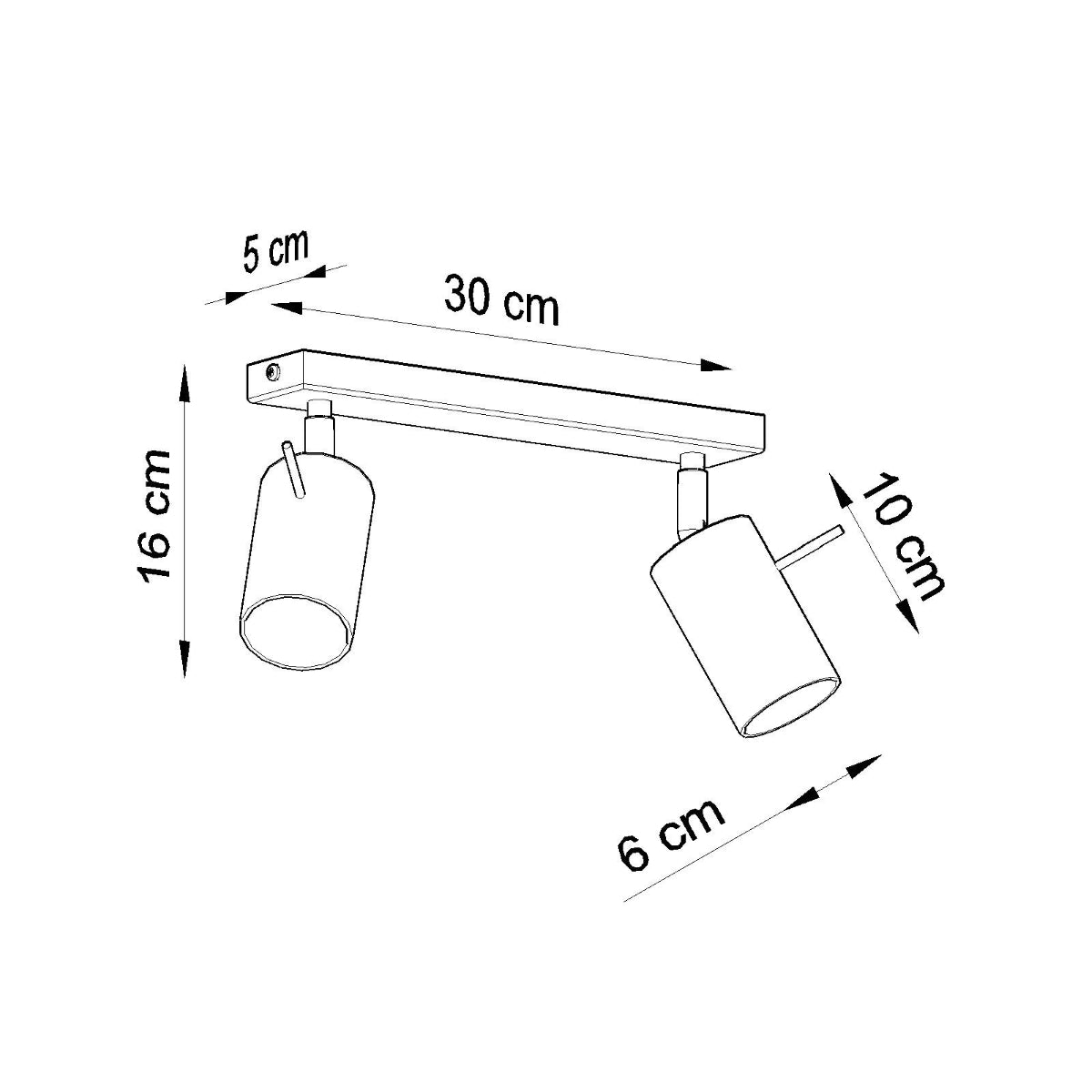 Ring 2-Light Adjustable Spotlight - Modern Steel Ceiling Lamp - White - 30x6x16 cm