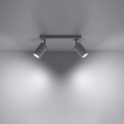 Ring 2-Light Adjustable Spotlight - Modern Steel Ceiling Lamp - White - 30x6x16 cm