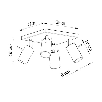 Ring 4-Light Adjustable Spotlight - Modern Steel Ceiling Lamp - White - 25x25x16 cm