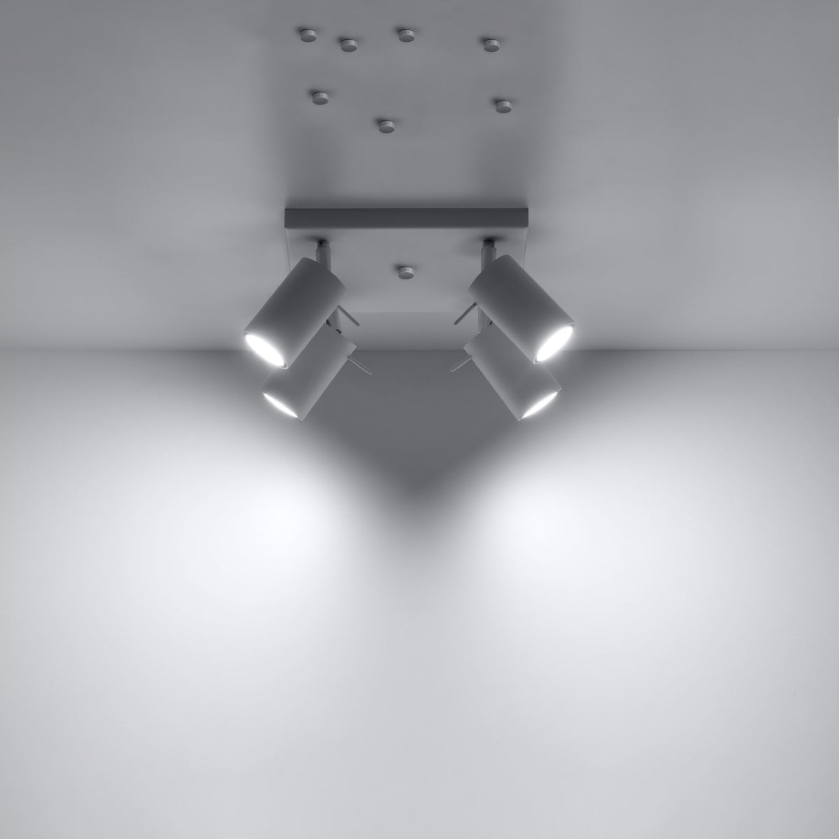 Ring 4-Light Adjustable Spotlight - Modern Steel Ceiling Lamp - White - 25x25x16 cm