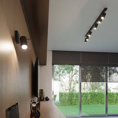 Ring Double Black Spotlight - Modern Adjustable Steel Ceiling Light - 30x6x16 cm