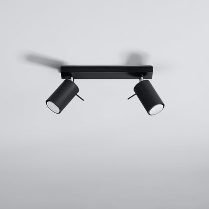 Ring Double Black Spotlight - Modern Adjustable Steel Ceiling Light - 30x6x16 cm