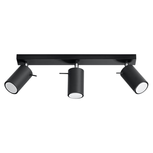 Ring Triple Black Spotlight - Modern Adjustable Steel Ceiling Light - 45x6x16 cm