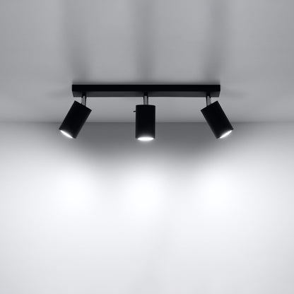 Ring Triple Black Spotlight - Modern Adjustable Steel Ceiling Light - 45x6x16 cm