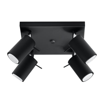 Ring Quad Black Spotlight - Adjustable Modern Steel Ceiling Light - 25x25x16 cm