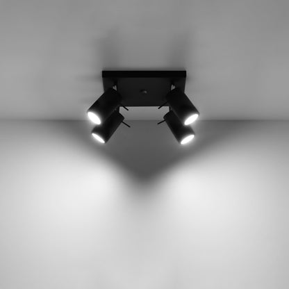 Ring Quad Black Spotlight - Adjustable Modern Steel Ceiling Light - 25x25x16 cm