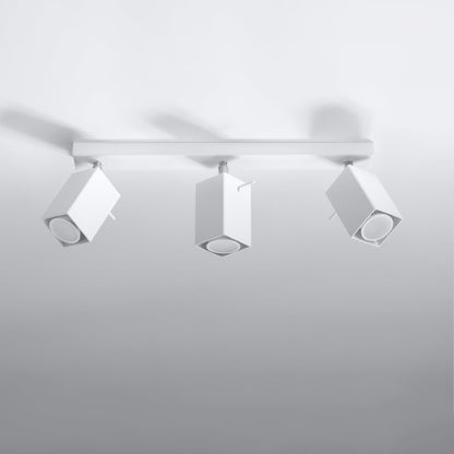 Merida Industrial White Triple Spotlight - Adjustable Steel Ceiling Lamp, 45x6x16 cm