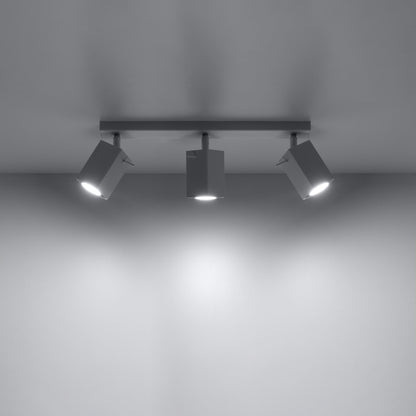 Merida Industrial White Triple Spotlight - Adjustable Steel Ceiling Lamp, 45x6x16 cm