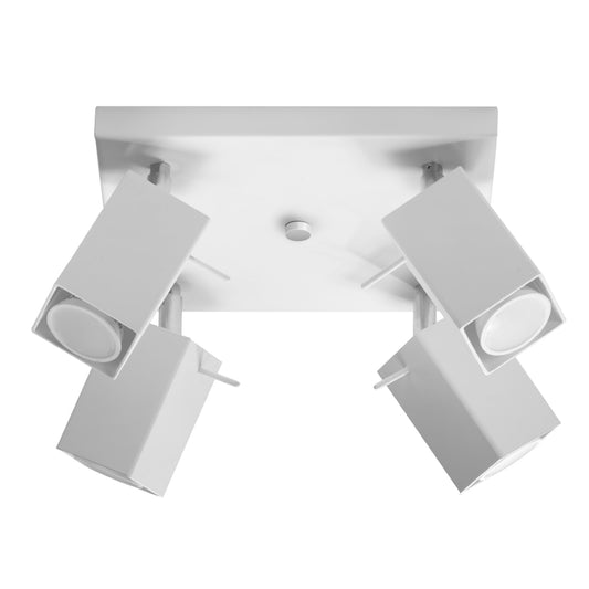 Merida Industrial White Quadruple Spotlight - Adjustable Steel Ceiling Lamp, 25x25x16 cm