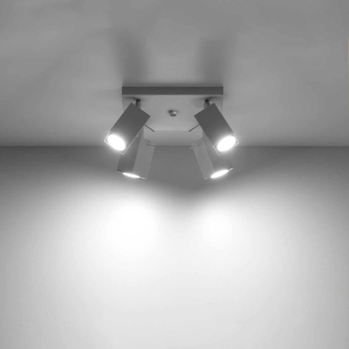 Merida Industrial White Quadruple Spotlight - Adjustable Steel Ceiling Lamp, 25x25x16 cm