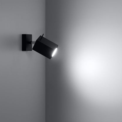 Merida Industrial Black Single Spotlight - Adjustable Steel Wall/Ceiling Lamp - 8x16x8 cm