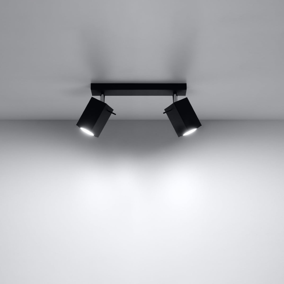 Merida Industrial Black Double Spotlight - Adjustable Steel Wall & Ceiling Lamp - 30x6x16 cm