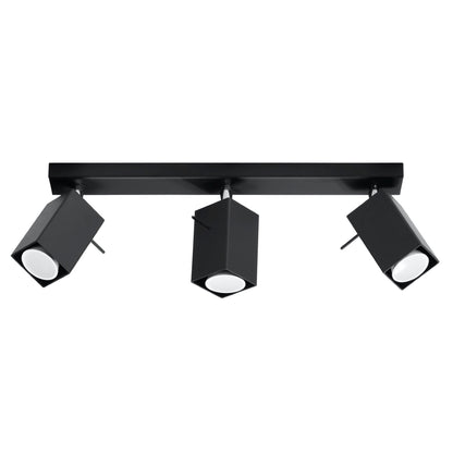 Merida Industrial Black Triple Spotlight - Adjustable Steel Wall & Ceiling Lamp - 45x6x16 cm