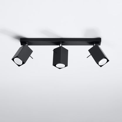 Merida Industrial Black Triple Spotlight - Adjustable Steel Wall & Ceiling Lamp - 45x6x16 cm