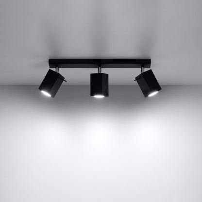 Merida Industrial Black Triple Spotlight - Adjustable Steel Wall & Ceiling Lamp - 45x6x16 cm