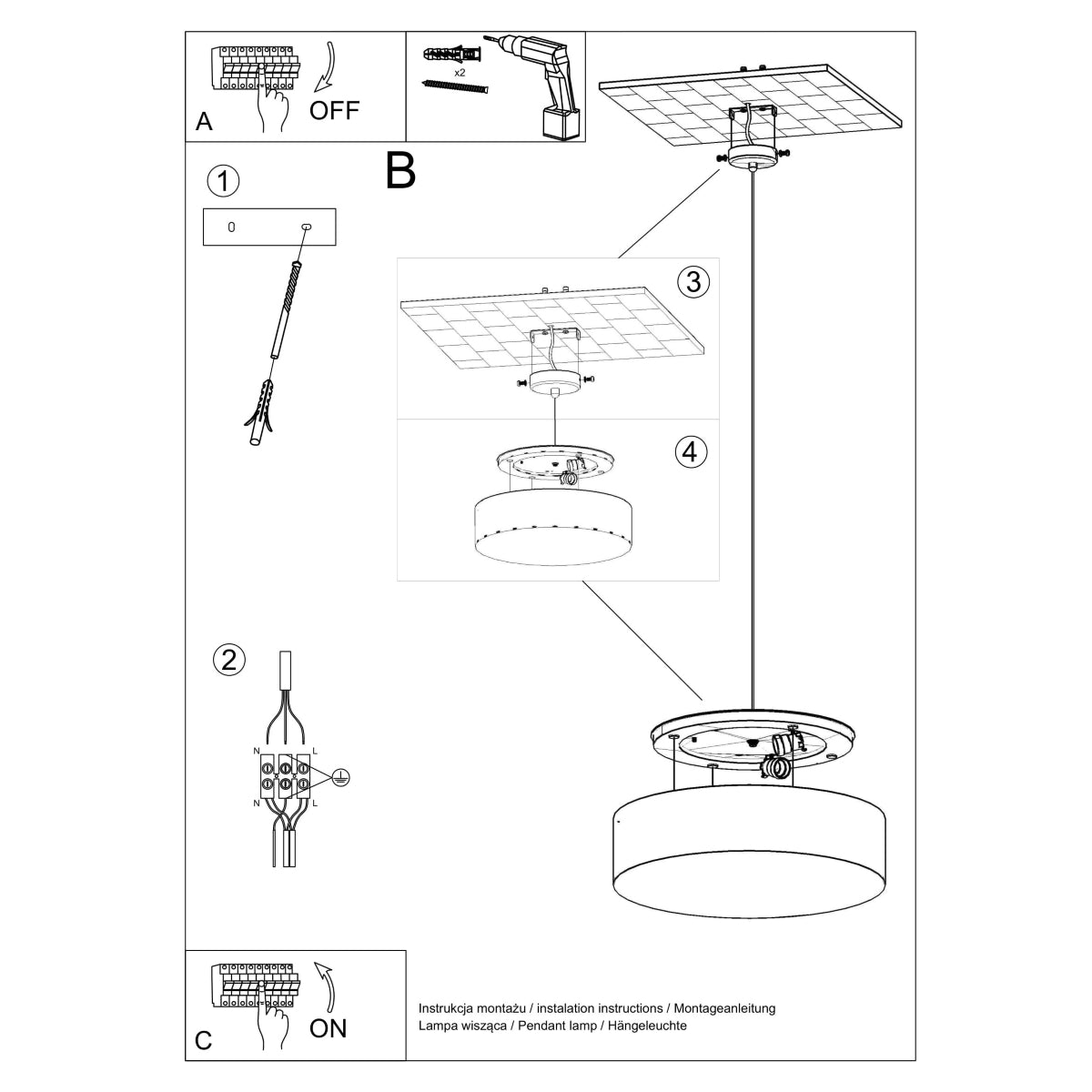 Arena Black Ceiling Lamp - Modern PVC Design - E27 LED - 35x35x11 cm