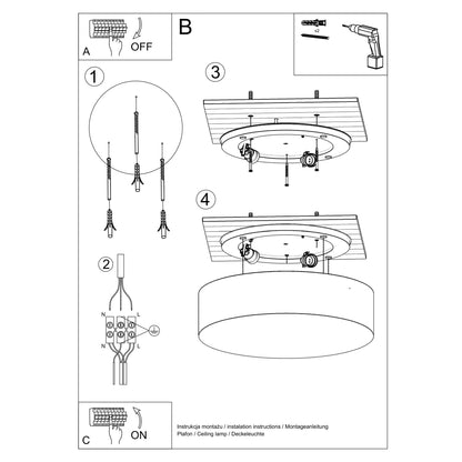 Arena Black Ceiling Lamp - 2x E27 LED - Modern PVC Design - 35x35x11 cm