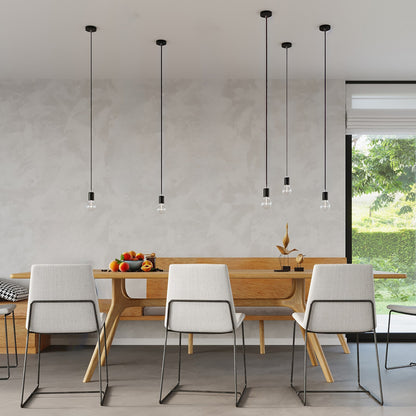 Edison Pendant Lamp - Black Fabric & Steel - E27 Max 15W - Minimalist Design