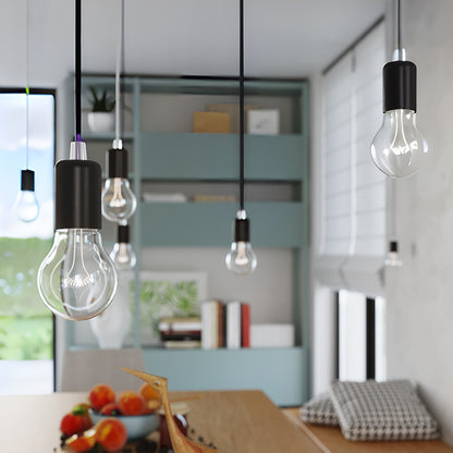 Edison Pendant Lamp - Black Fabric & Steel - E27 Max 15W - Minimalist Design