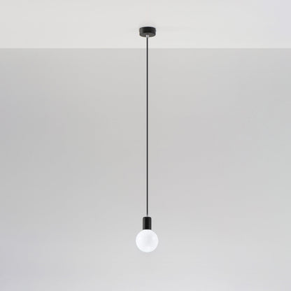 Edison Pendant Lamp - Black Fabric & Steel - E27 Max 15W - Minimalist Design