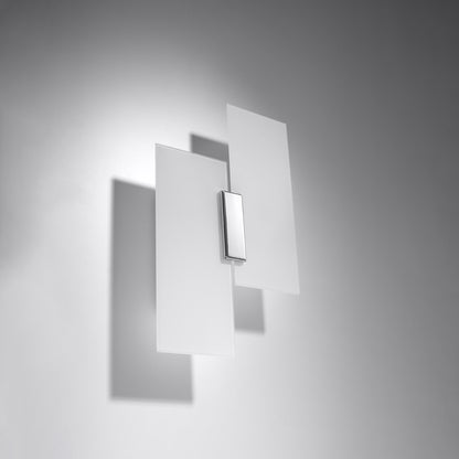 Fabiano Wall Lamp - Modern Chrome & White - Steel & Glass - E27 Max 15W LED - Geometric Design