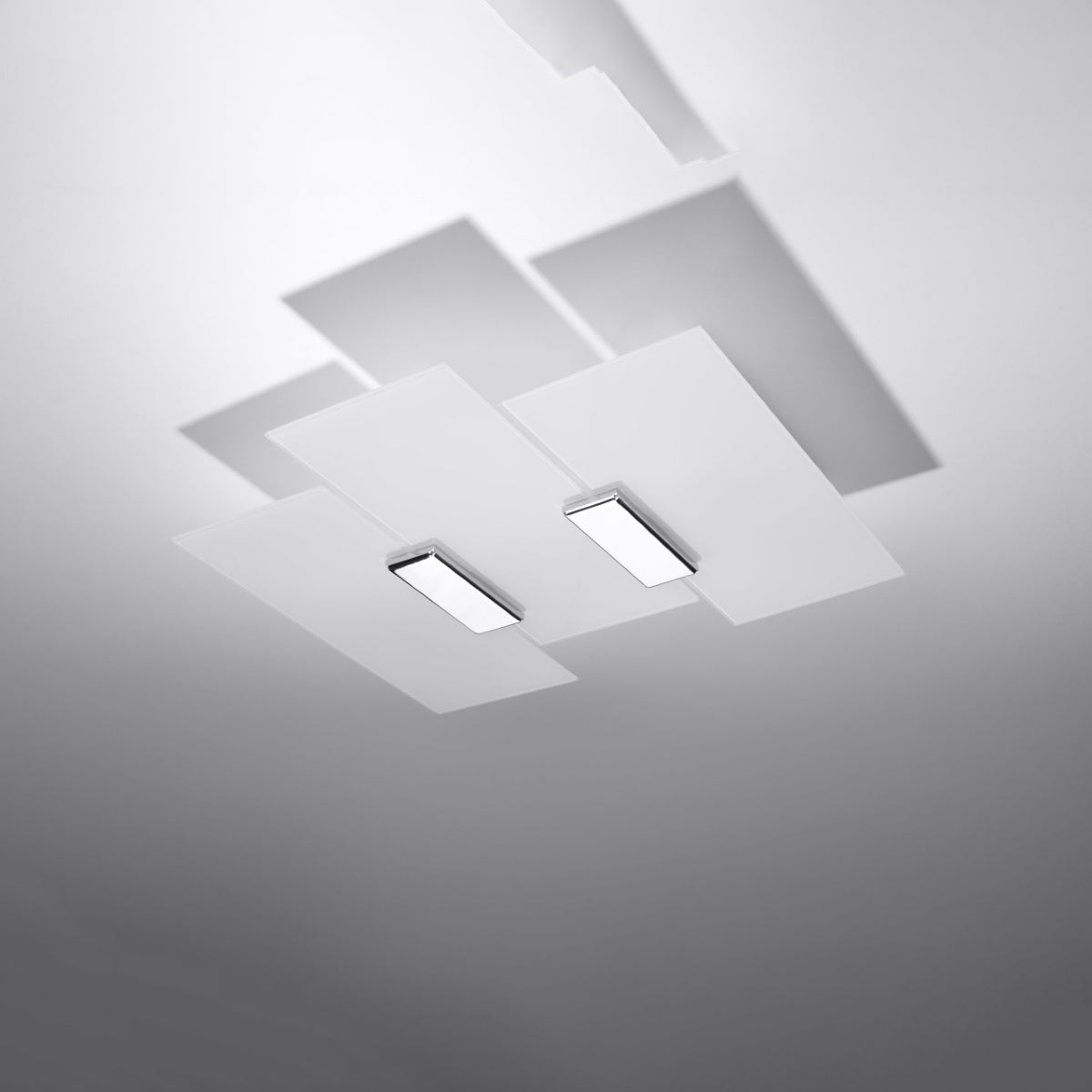 Fabiano Ceiling Lamp - Modern Chrome & White - Steel & Glass - E27 Max 15W LED - Geometric Design