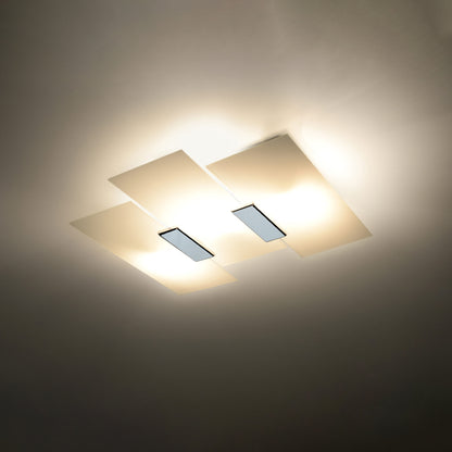 Fabiano Ceiling Lamp - Modern Chrome & White - Steel & Glass - E27 Max 15W LED - Geometric Design