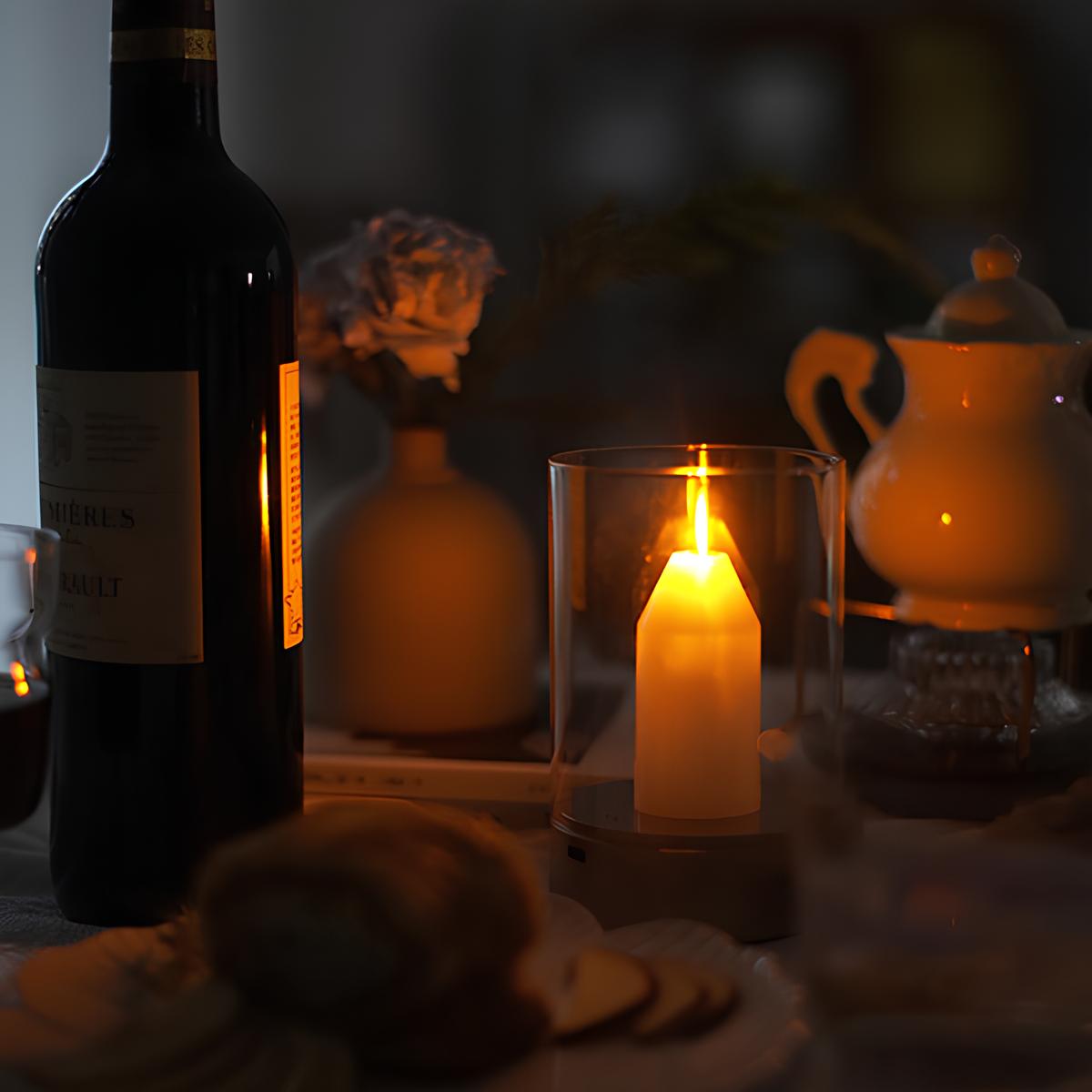 Candle Glow - LED Gesture-Controlled Table Lamp - Sleek Design - Warm White Light - Adjustable Brightness