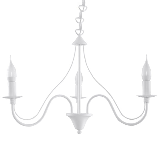 Minerwa Chandelier - White Steel - 3-Light Candelabra Style - E14 LED Compatible