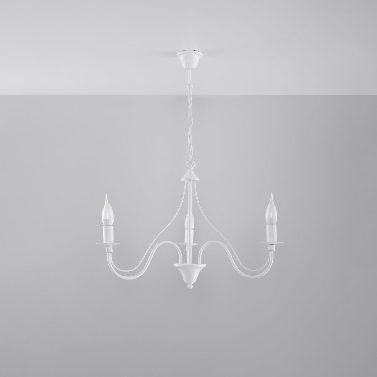 Minerwa Chandelier - White Steel - 3-Light Candelabra Style - E14 LED Compatible