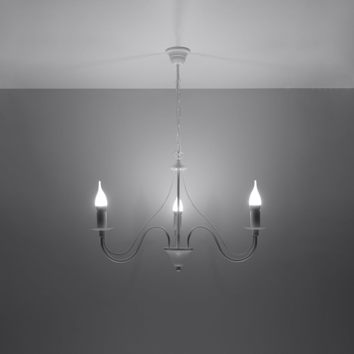 Minerwa Chandelier - White Steel - 3-Light Candelabra Style - E14 LED Compatible