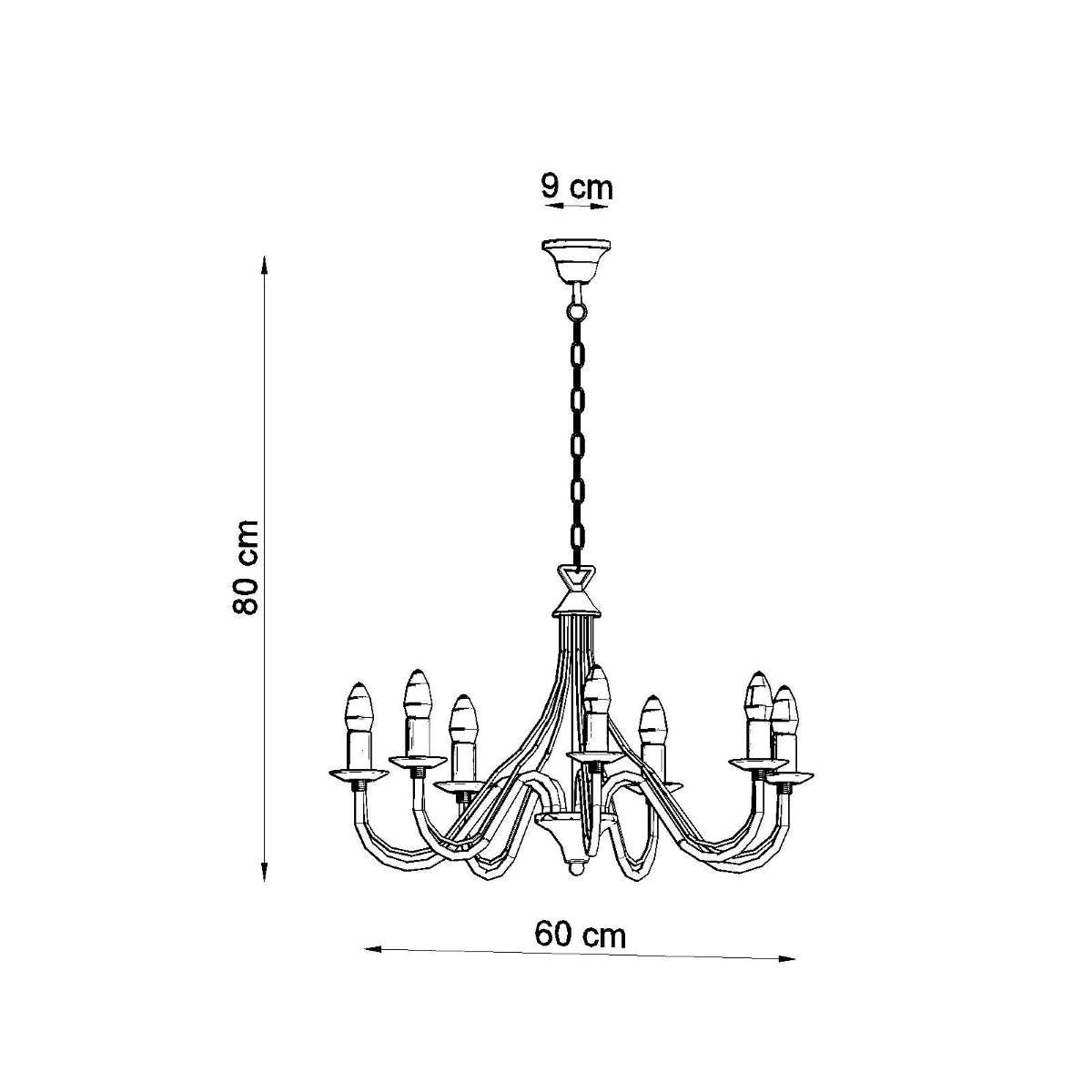 Minerwa 7-Light White Steel Chandelier - Classic Candelabra Design, E14 LED Compatible