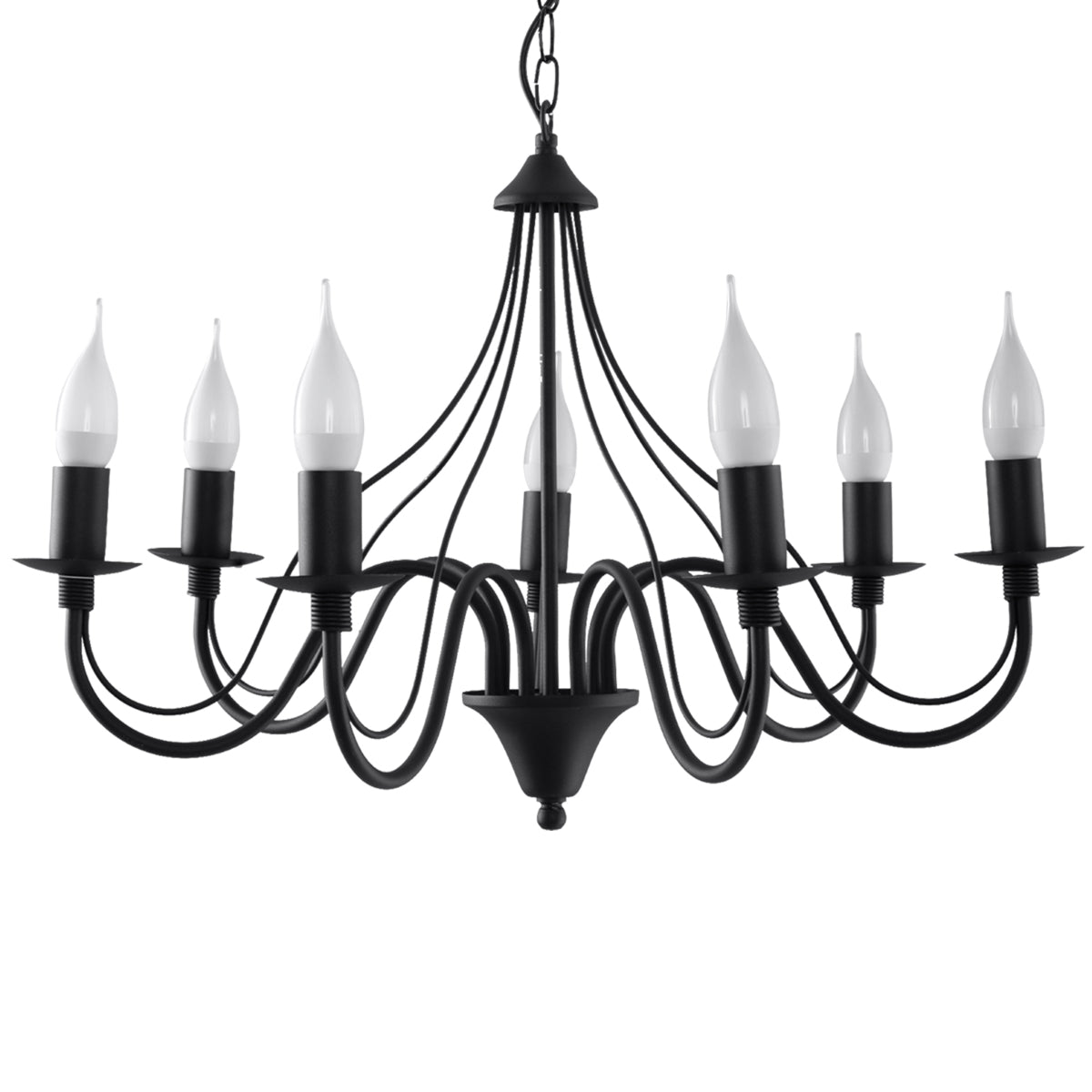 Minerwa Chandelier - 7-Arm Black Candelabra - E14 - Steel - Timeless Elegance